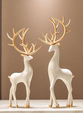 小鹿梅花鹿麋鹿新中式客厅酒柜电视柜装饰品摆件轻奢高档家居饰品