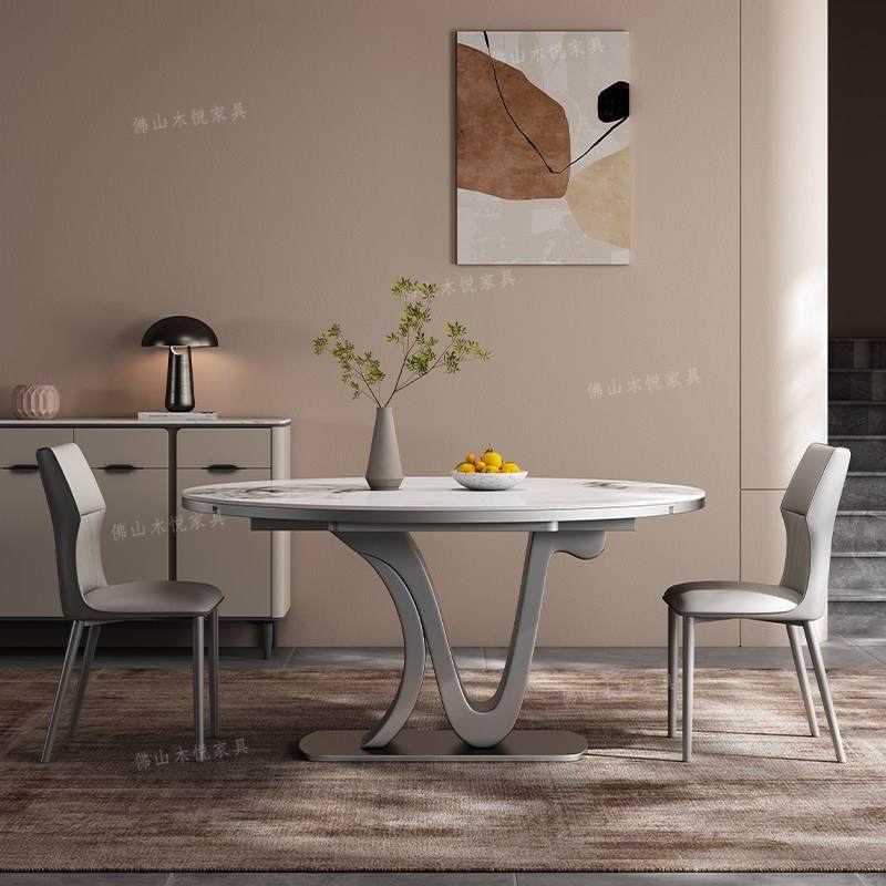 岩板餐桌伸缩折叠方圆两用电磁炉多功能饭桌新款家用现代轻奢圆桌,淘宝优惠券,粉丝福利购,淘宝优惠卷