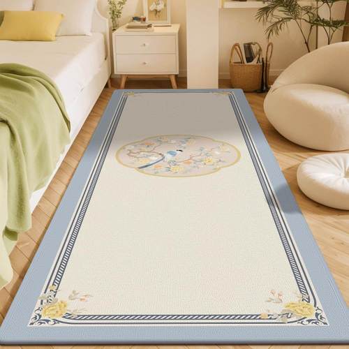 长条床边地毯客厅地毯新中式卧室加厚床前沙发茶几毯脚垫飘窗地垫 - 图0