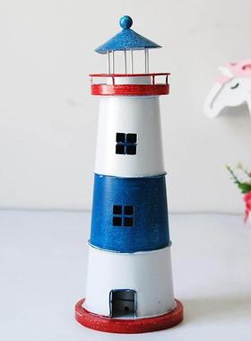 地中海风格铁皮烛台海上灯塔拍摄道具家居桌面装饰摆饰海洋灯塔