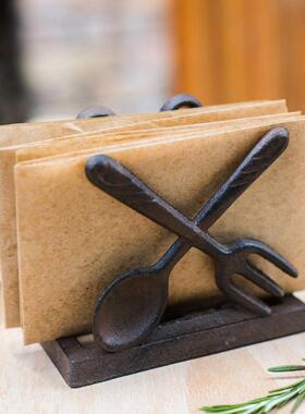 北欧简约覆古铸铁纸巾架菜谱架书挡镇纸桌面摆件杂货花园野餐派对