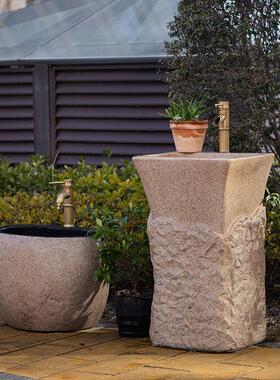 掬涵庭院户外洗手盆室外别墅花园洗手池立柱彷石落地水池水槽摆件