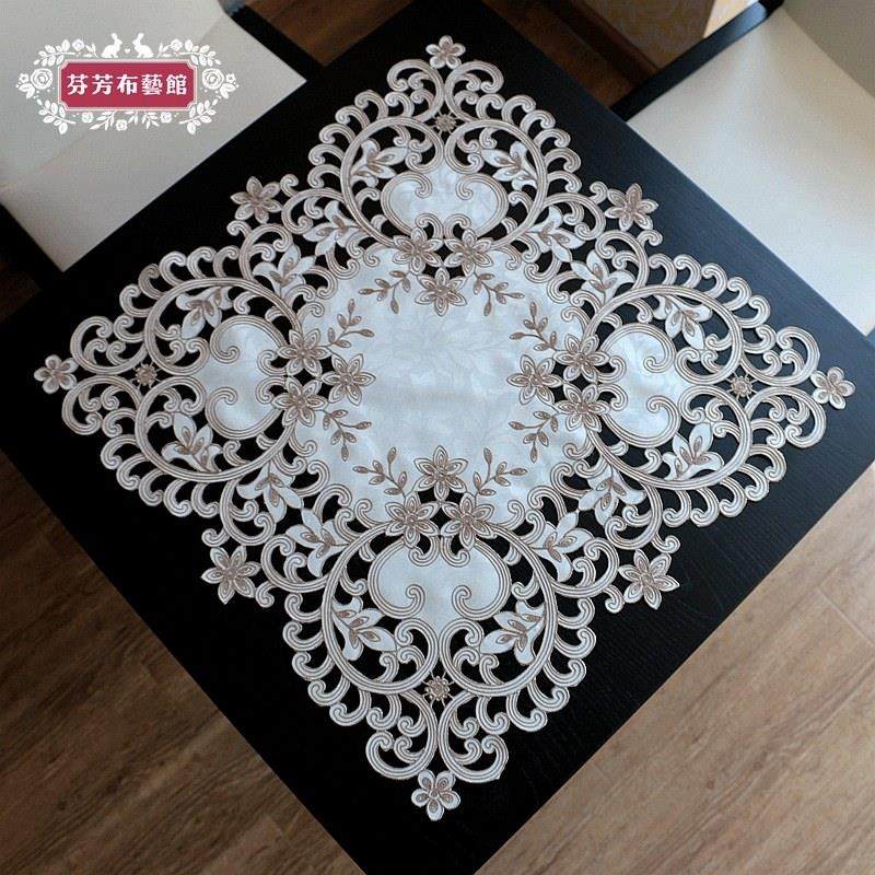 餐桌布刺绣镂空布艺欧式茶几巾多用盖巾微波炉床头柜盖布方几桌布,淘宝优惠券,粉丝福利购,淘宝优惠卷