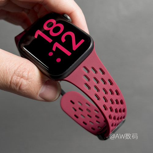 适用苹果S11手表S10表带applewatch透气网孔硅胶表带S8硅胶S9表带iwatch10Ultra男运动创意S7女45/42mm手表带 - 图1