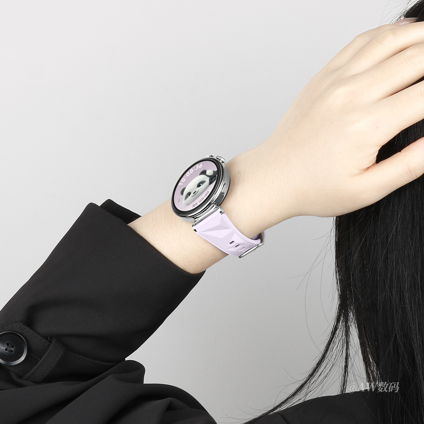 适用华为gt5/6表带gt4手表新款pro夏天watch5女款运动watchgt5腕带智能女士41mm硅胶按键款按压式风信紫透气 - 图3