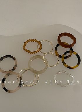 搭配叠豹纹指环外出韩国戒指简约