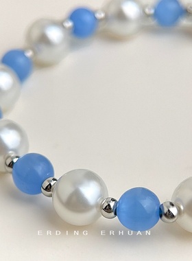 玻璃猫眼石水晶手链爆款珍珠森系夏日清新甜美手串工厂手饰女批发