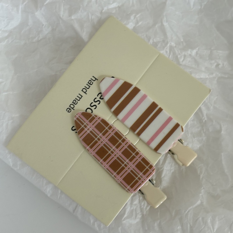 2个装蓝色格纹系列蝴蝶结无痕发夹ins可爱甜美刘海侧边夹发卡 - 图1