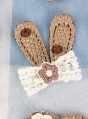 新款秋冬 ins暖咖毛绒可爱百搭兔耳布艺发卡配饰服装饰品装饰辅料