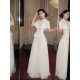 Yoo Ji-hyun Jeju Evening Breeze Hepburn-style beige cape mesh long skirt spring and summer suit women's three-piece suits