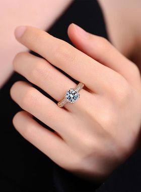 欧美时尚个性四爪锆石戒指感精美微镶小众设计仿莫桑石手饰品