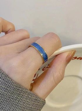 气质戒指滴釉工艺彩色简约素圈指环轻奢情侣对戒潮