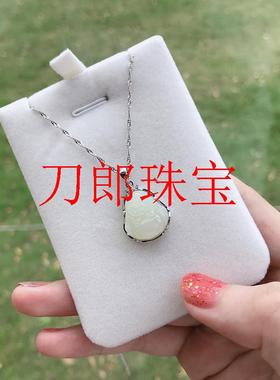和田玉弥勒佛公吊坠女小葫芦轻奢小众节日礼物银镶嵌白玉锁骨项链