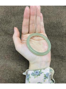 新疆和田玉色晴水手镯青白玉女款冰种青海料美人细圆条年轻款送礼