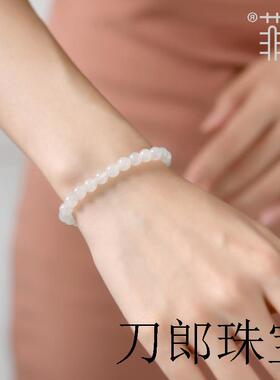 新疆和田玉手串女男老料羊脂玉和田白玉手串珠子散珠玉石串珠手链