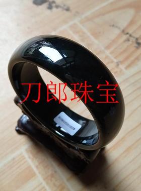 新疆老矿级和田玉加宽加厚手镯青墨玉墨绿轮胎镯送女友妈妈显气质