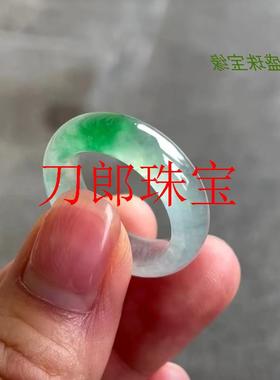高冰种冰底飘阳绿素圈转运玉戒指