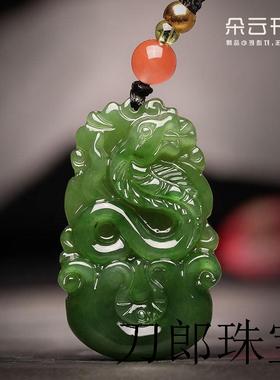 新疆和田玉色碧玉十二生肖本命年牛吊坠男女护身项链兔羊鸡马玉坠