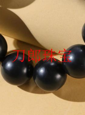 新疆和田玉墨玉圆珠手串男女同款手链玉石佛珠子手饰青海料高级感