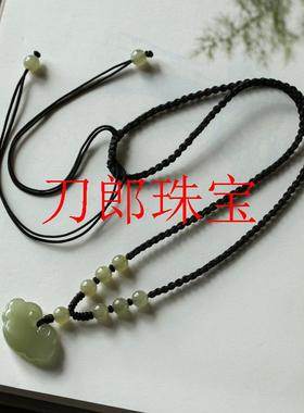 老矿和田玉平安锁项古风链青海料