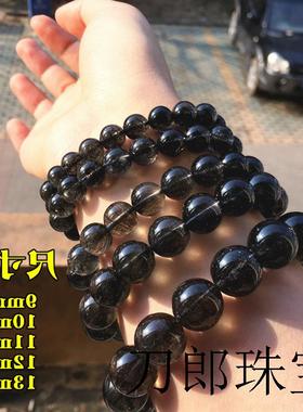 高品质精选黑白色水晶手链水晶手链男女饰品手串发晶手串送 礼物