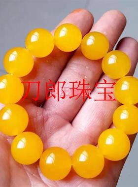 新疆和田玉手串金丝玉手饰品男女同款大圆珠子玉石手链黄龙玉手饰