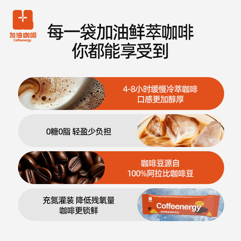 加由咖啡黄精浓缩咖啡液0脂0蔗糖双能续航户外黑咖啡鲜萃液即饮