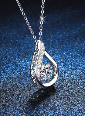 s925纯银吊坠水滴莫桑石项链