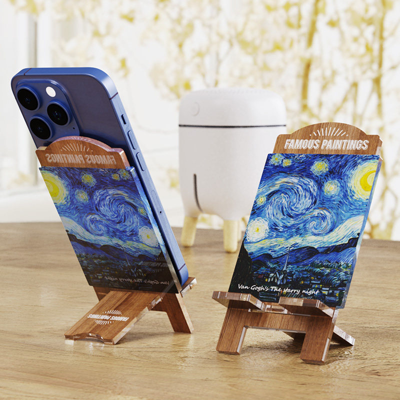 手机支架迷你画架便携世界名画板创意桌面展示亚克力艺术摆件梵高,淘宝优惠券,粉丝福利购,淘宝优惠卷