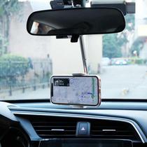 Mobile phone support for on-board rearview mirror rear seat