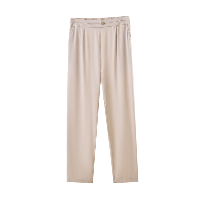 Chunzhu 19 Momi elastic double Qiao Chunsu new elastic band mulberry silk small feet pants breathable women's fashionable casual pants