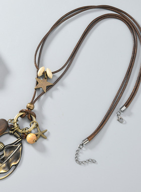 民族风女合金吊坠项链橡果造型