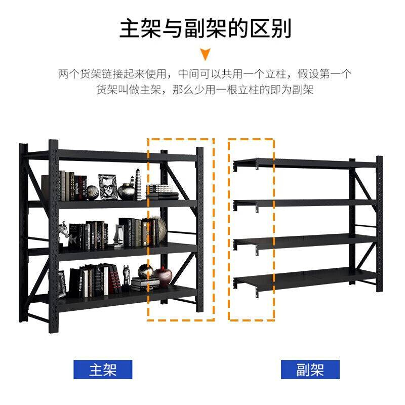 储物架货架重型货架仓库黑色每家用置物架超市展示架仓储主架奈高 - 图1