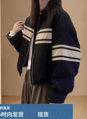 拼色棒球服外套女春秋202