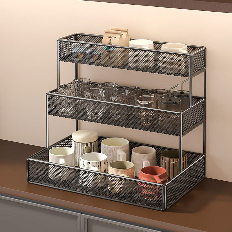 Household desktop water cup storage rack tea set layered rack