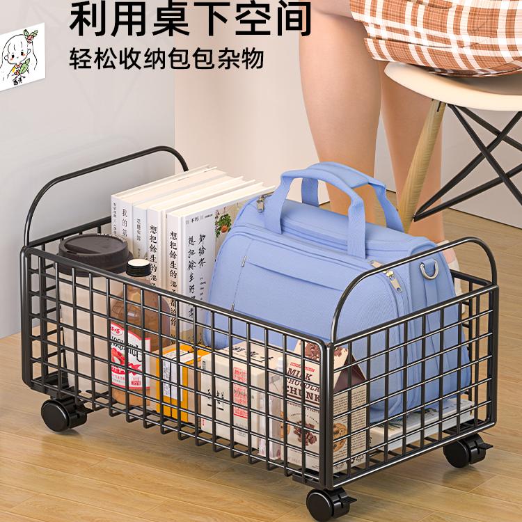 书本收纳盒书包置物架学生教室书箱桌面书籍装书收纳箱带滑轮神器