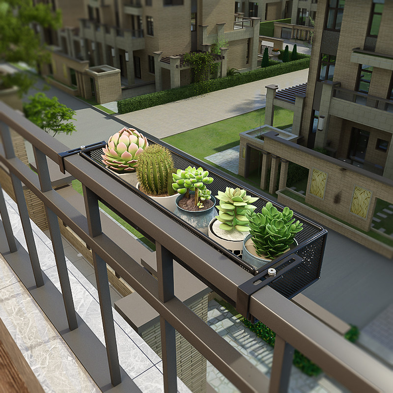 阳台扩展架可调节悬挂花架多肉花盆窗边窗台置物架铁艺栏杆收纳架,淘宝优惠券,粉丝福利购,淘宝优惠卷