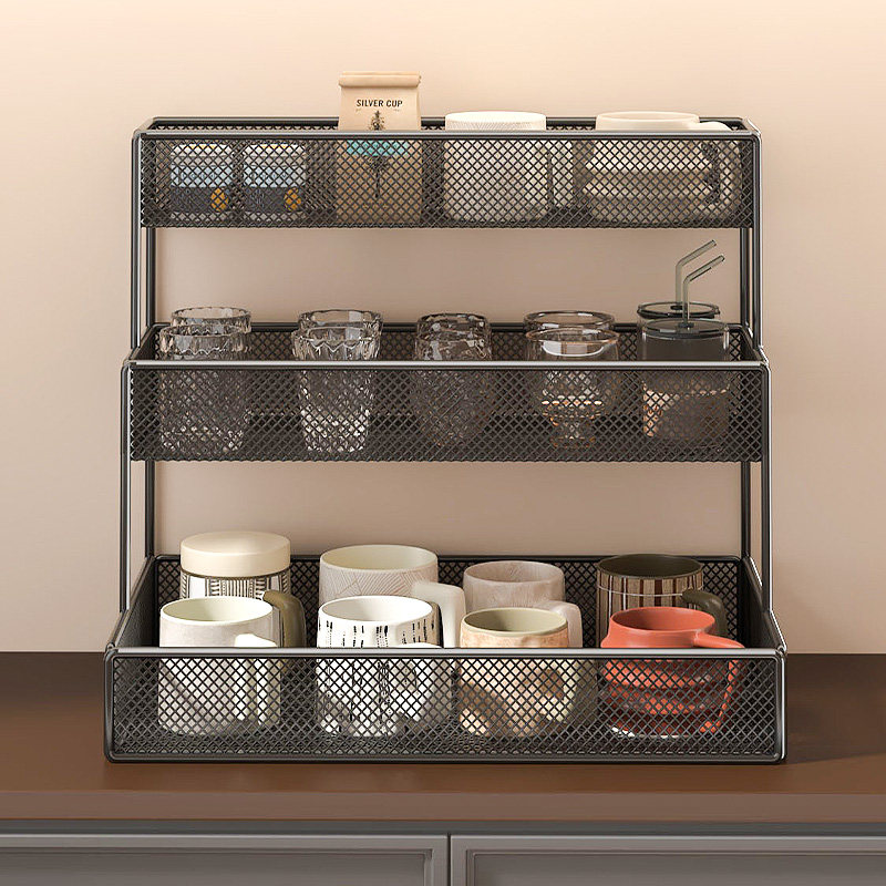 Household desktop water cup storage rack tea set layered rack