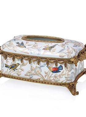 美国高端奢华饰品陶瓷镶铜水果盘家居用品欧洲糖果盘纸巾盒相框