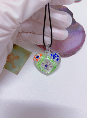 L4孤品彩色项链琉璃吊坠琉璃项链挂绳编绳原创手作项链古风配饰女