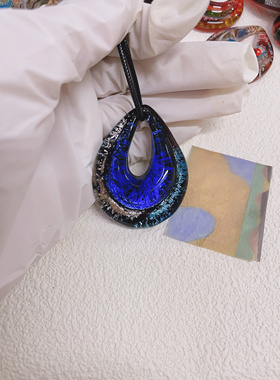 孤品!海洋之心 原创设计手工定制吉他琉璃吊坠项链百搭不撞款