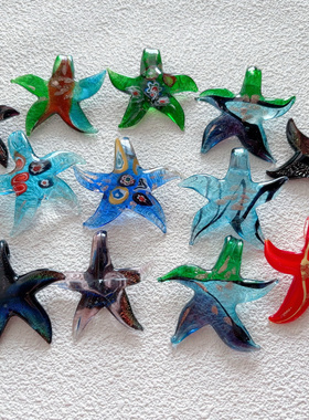 日本札幌星星中古复古幻彩纯手工金箔银箔琉璃吊坠配饰首饰收藏品