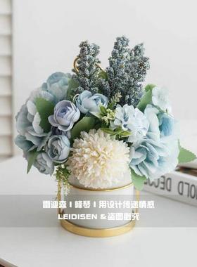 展厅洗手间彷真花可水洗家居卫浴洗手台样板房装饰摆件高端玻璃瓶