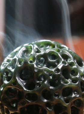 和田玉青玉玲珑球香薰 天然玉石香器 摆件 蒋宏利和田玉茶具