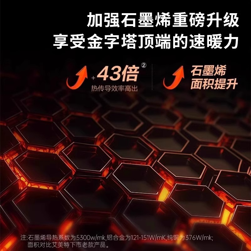 艾美特浴室暖风机家用卫生间取暖器壁挂式免打孔石墨烯速热电暖器