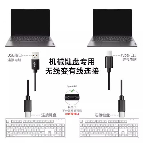 适用达尔优机械键盘数据A98/小方糖Z82Pro/EK87/A75HE无线键盘连TYPE-C电脑传输线磁轴加长USB转type-c充电线 - 图0