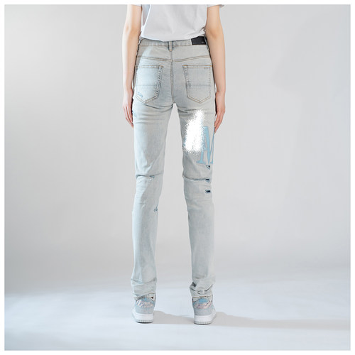 AMR Skinny Ripped Jeans 牛仔裤男美式高街破洞堆积修身小脚裤 - 图2
