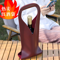 Leather red wine handbag Single clothes Wine Bag Cashier Bag PU Hand Wine Bag Gift Bag Packaging Upscale Collection