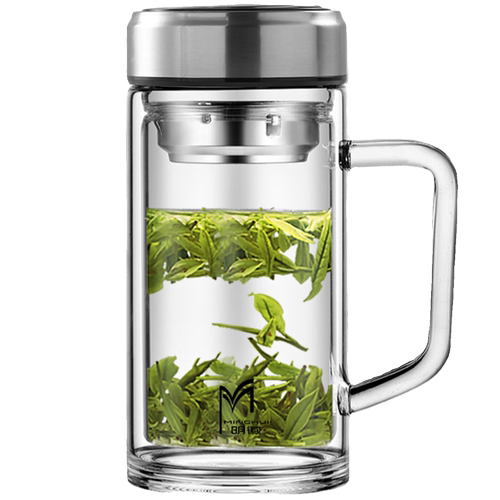 商务大容量玻璃杯家用耐高温水杯茶水分离杯子泡茶杯男士双层便携 - 图3