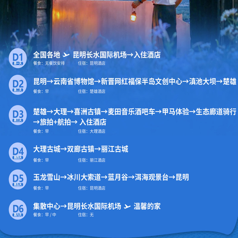 2-8人团云南昆明大理丽江6天5晚跟团游